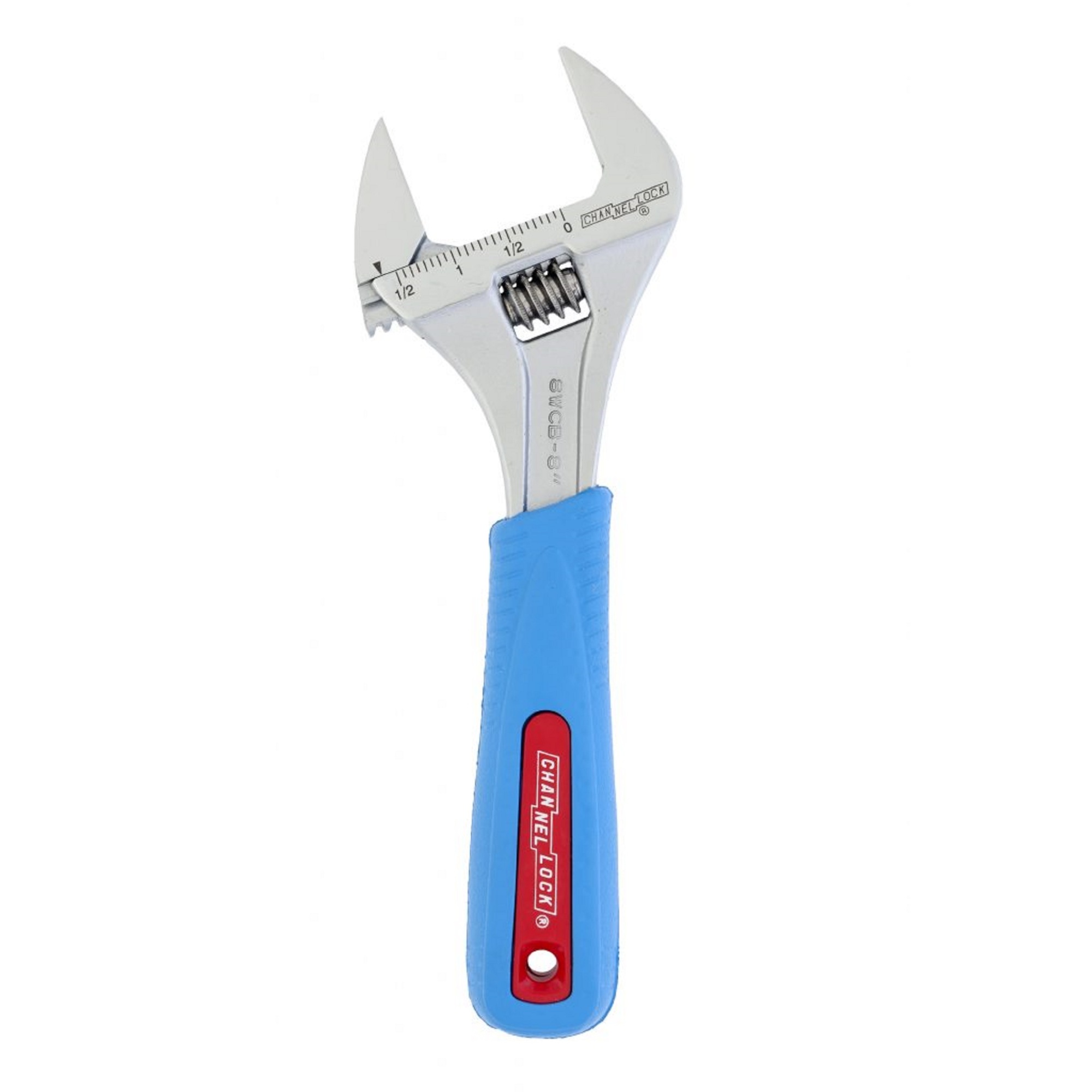 Channellock, 8in. Adj Wrench WIDEAZZ, Chrome, CODE BLUE, Model# 8WCB